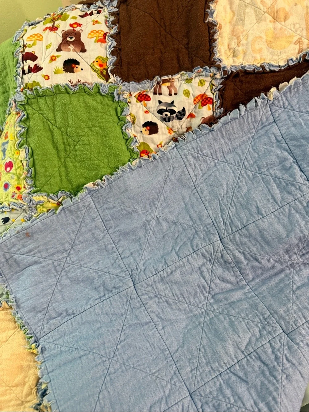 Rag Quilt crib blanket baby animals #OSB